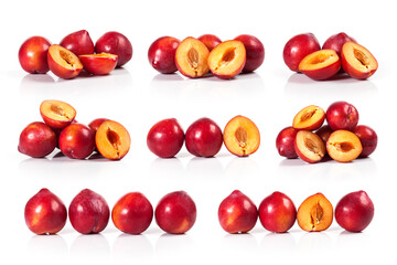 composite of fresh nectarines isolated on a white background