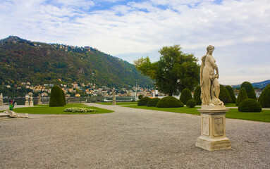 Park of Villa Olmo at Lake Como in city Como, Italy	