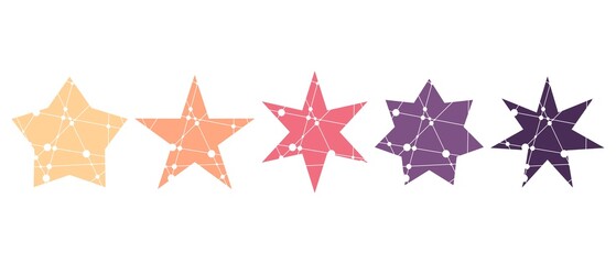 Obraz premium Medical, technology, chemistry and science icons design template. Star shape decorated by molecule and communication pattern. Connected lines with dots.