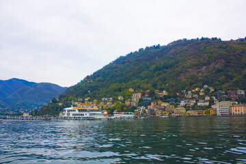 Fototapeta na wymiar Panorama of Lake Como in Lombardy