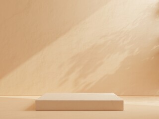 Box podium in abstract cream color composition for product presentation.