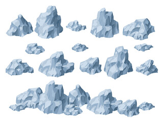 Naklejka premium Stones and rocks set. Boulders of different shapes