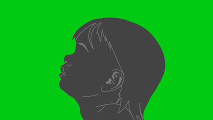 greenbackground illustration of a profile of a girl
