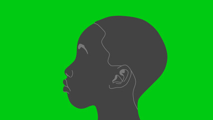 greenbackground illustration of a profile of a boy