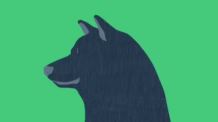 greenbackground illustration of a profile of a dog