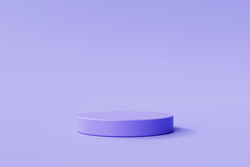 Purple cylinder minimal podium pedestal product display platform for product placement background 3d illustration