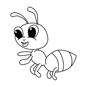 Cute ant cartoon coloring page illustration vector. For kids coloring book.