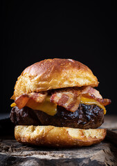 Bacon cheeseburger on a toasted bun