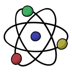 A simple diagram of an atom, vector illustration in cartoon style