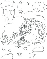 unicorn coloring book pages for kids
