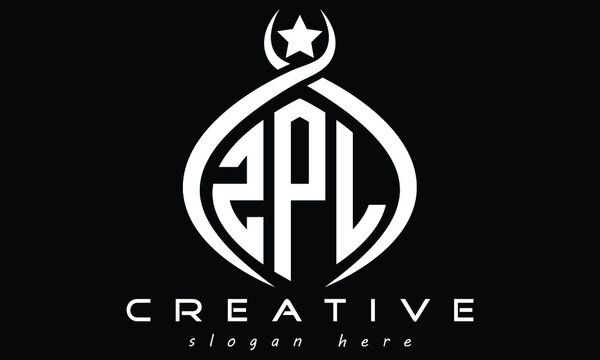 ZPL three letters monogram curved initial oval logo design, geometric minimalist modern business shape creative logo design