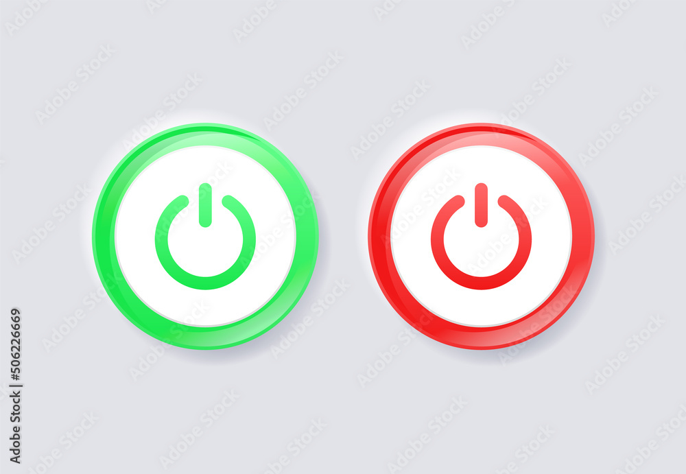 Aufkleber power icon on off buttons, energy switch sign, power switch icons, start power button, turn off symb