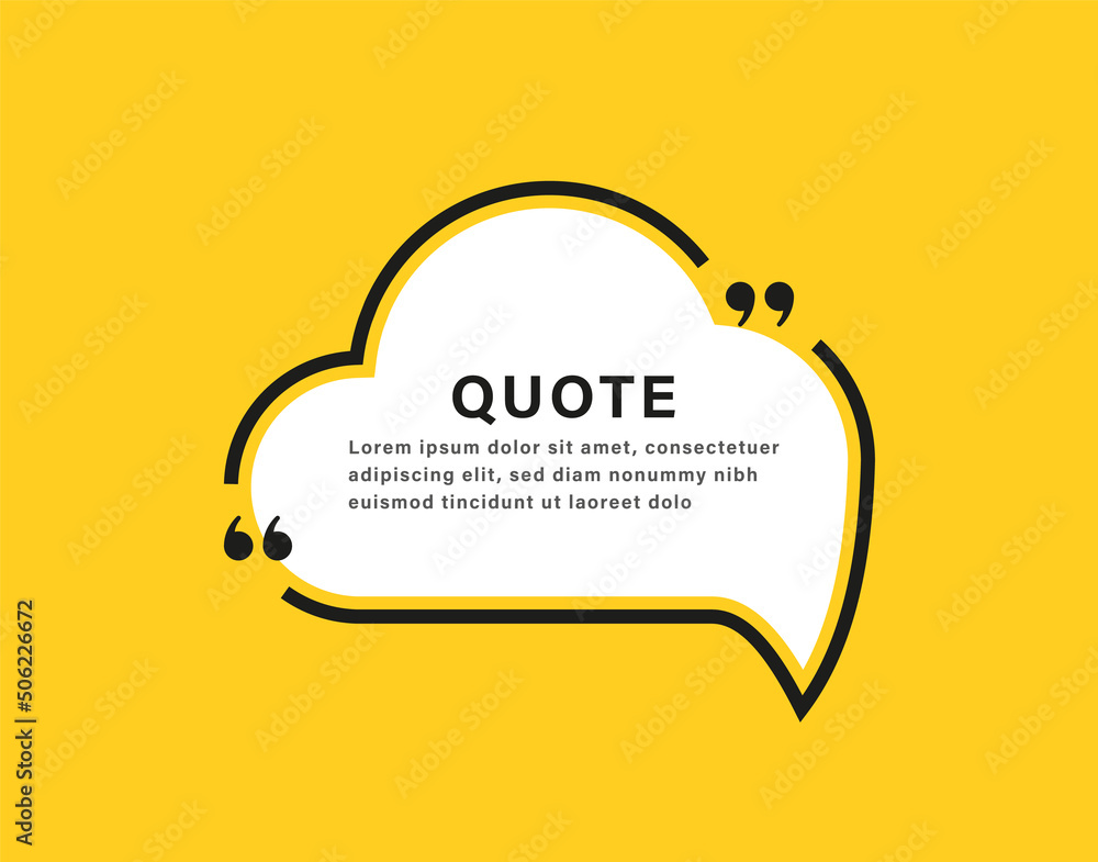 Poster quote box frame icon, texting quotes boxes speech bubble with quotation marks. line quote frames - quotation bubble banner with empty frame