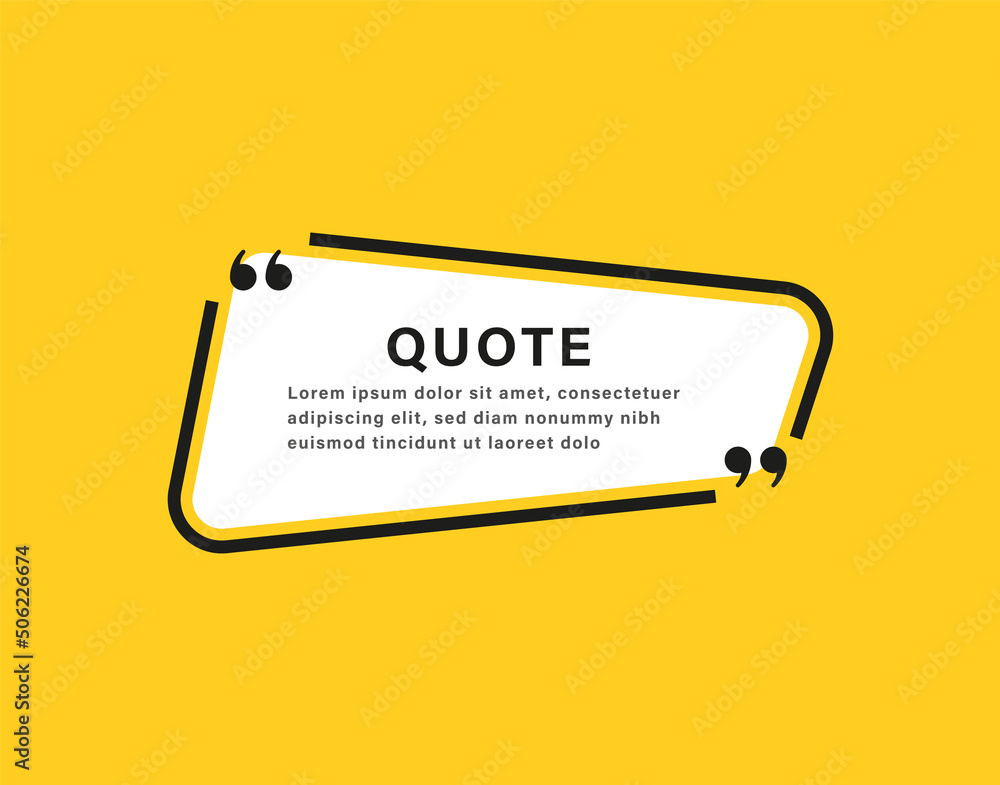 Poster quote box frame icon, texting quotes boxes speech bubble with quotation marks. line quote frames - quotation bubble banner with empty frame