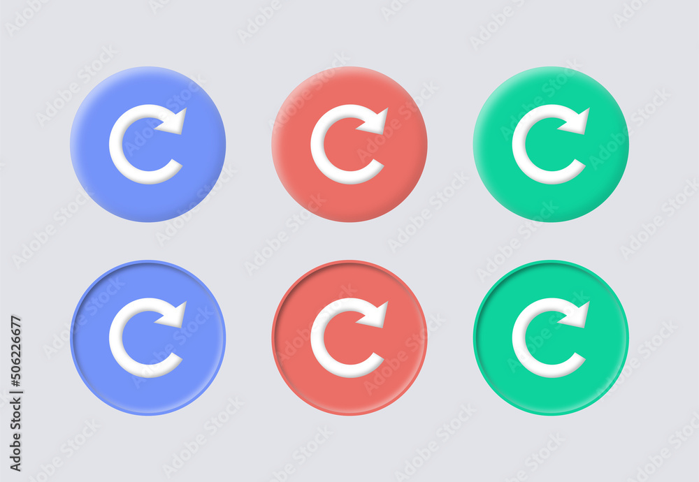 Poster rotate arrow icon button 3d, Round circle loop symbol, Rotating arrows icons, Refresh, recycle, Recycling icon button - sync repeat and reload arrow icon symbol convert button sign, green red colors
