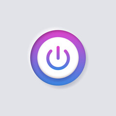 Power icon On Off Buttons, Energy switch sign, Power Switch Icons, Start power button, turn off symbol, shutdown energy icon with white neumorphism buttons, gradient color ui buttons interface