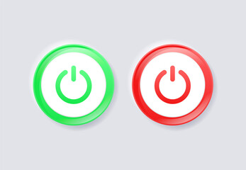 Power icon On Off Buttons, Energy switch sign, Power Switch Icons, Start power button, turn off symbol, shutdown energy icon with white neumorphism buttons, gradient color ui buttons interface