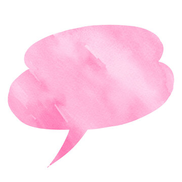 水彩の手描きの吹き出し　ピンク