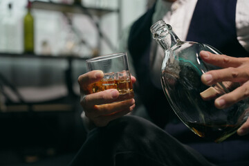 Businessmen in suits drinking  Celebrate whiskey