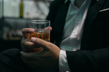 Businessmen in suits drinking  Celebrate whiskey