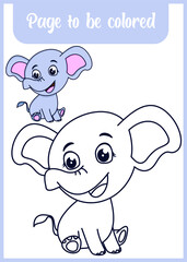 coloring book for kid, cute baby elephants