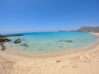 Fototapeta na wymiar Falasarna beach crete island Dream Beach and turqouise cristal water 