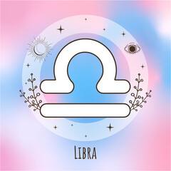 Libra, zodiac sign, zodiac signs icons in boho style, trendy vector illustration, zodiac vector illustration, astrology