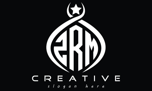ZRM three letters monogram curved initial oval logo design, geometric minimalist modern business shape creative logo design