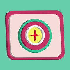 3D compass icon button vector and magnifying glass with turquoise and pink background, best for property design images, editable colors, popular vector