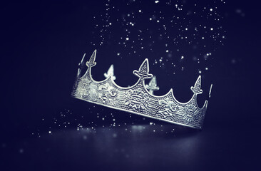 low key image of beautiful queen or king crown. fantasy medieval period