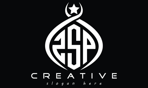 ZSP three letters monogram curved initial oval logo design, geometric minimalist modern business shape creative logo, vector template