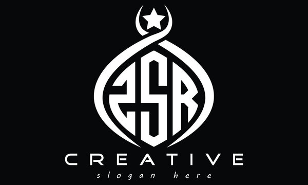 ZSR three letters monogram curved initial oval logo design, geometric minimalist modern business shape creative logo, vector template