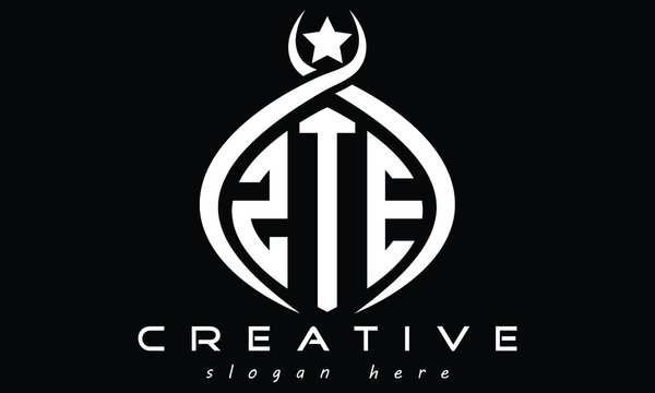 ZTE three letters monogram curved initial oval logo design, geometric minimalist modern business shape creative logo, vector template