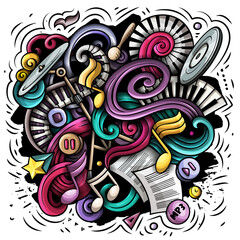 Obraz premium Music cartoon vector illustration