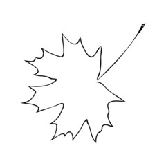 fall leaf clipart, black and white leaf drawing, vector clipart