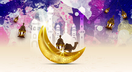 Obraz na płótnie Canvas Eid al Adha Mubarak Islamic festival social media banner and Eid Mubarak Post Template