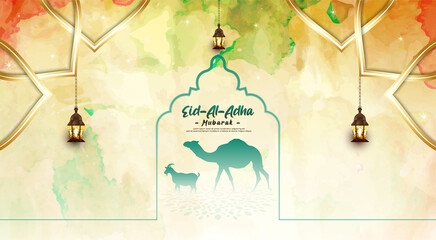 Eid al Adha Mubarak Islamic festival social media banner and Eid Mubarak Post Template