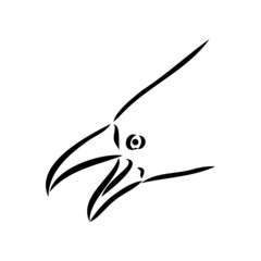 Hand-drawn black crow. Raven, bird sketch, vector illustration