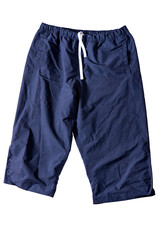 The dark blue shorts are isolated on a white background.