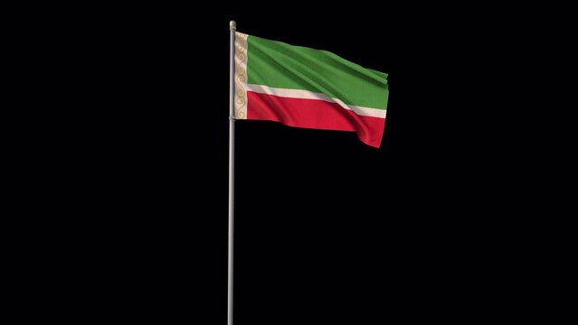 Chechen Republic flag, 4k video background is transparent