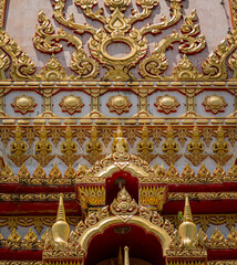 Details and fragments of old traditional buddhist temple in Thailand