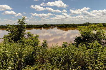 Fototapeta na wymiar view of the São Francisco River in the city of Manga, Minas Gerais State, Brazil