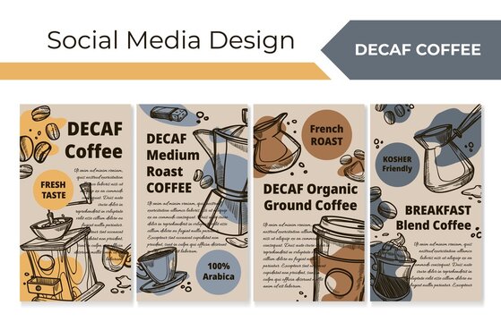 Decaf coffee promotion at social media banner set