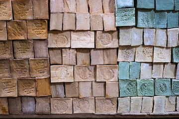 Stack of Aleppo soap bars on market