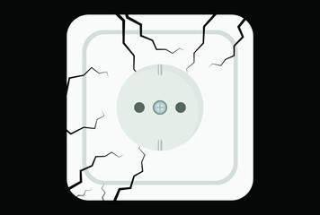 white electrical socket with cracks