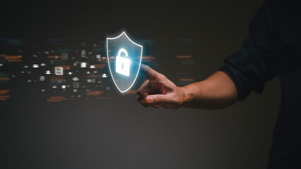 Concept of cyber security, information security and encryption, secure access to user's personal...