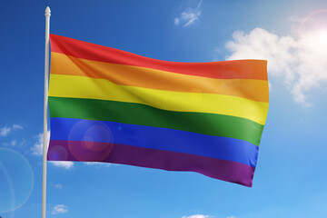 LGBT flag on sky background. 3d illustration.