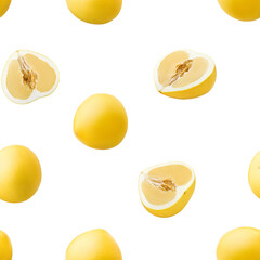 yellow Pomelo isolated on white background, SEAMLESS, PATTERN