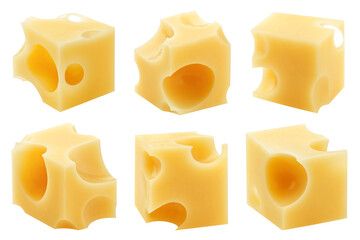cheese cube, isolated on white background, clipping path, full depth of field