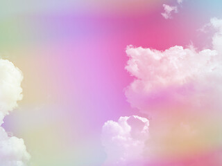 beauty sweet pastel red pink colorful with fluffy clouds on sky. multi color rainbow image. abstract fantasy growing light